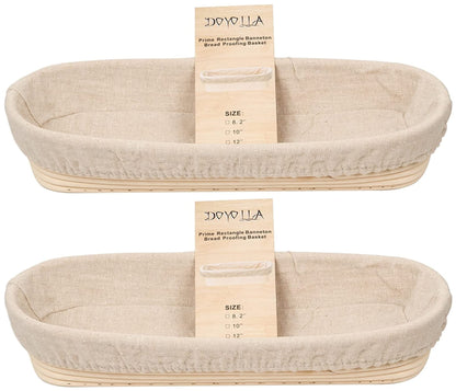 Bread Proofing Baskets Set of 2 10 inch Oval Shaped Dough Proofing Bowls w/Liners Perfect for Professional & Home Sourdough Bread Baking