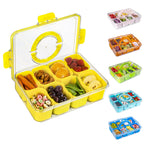 Divided Snack Serving Tray with Lid and Handle Travel Snackle Charcuterie Container Portable Storage Organizer for Candy, Fruits, Nuts, Snacks, Party, Picnic (1pack, Lake blue)
