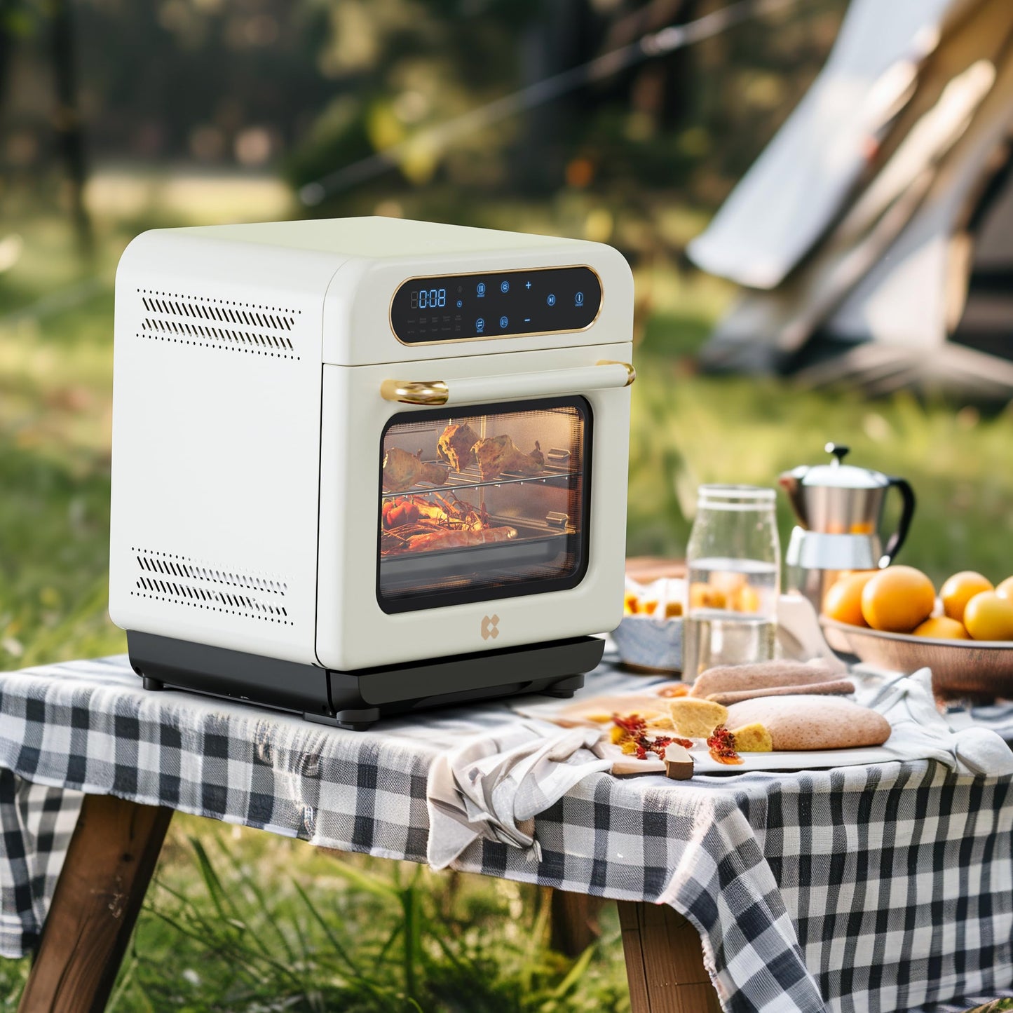 CIARRA 8-in-1 Air Fryer Steam Oven Countertop,12L Mini Toaster Oven with Steam, Rapid Steam, Air Fry, Vapor Bake, Steam Clean, Bake, Dried, Ferment, White