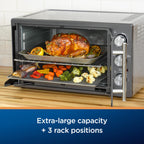 Oster Extra-Large French Door Air Fryer Countertop Oven, stal nierdzewna, 60-minutowy timer, 6 funkcji gotowania, uniwersalne akcesoria, zmniejsza zużycie energii i czas gotowania
