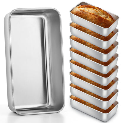 E-far Loaf Pan for Baking Bread, 9 x 5 Inch Stainless Steel Baking Loaf Pans, Metal Bakeware for Bread Meatloaf Cake Brownies, Healthy & Non Toxic, Easy Release & Dishwasher Safe - Set of 3