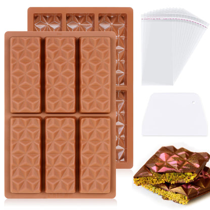 1 Pc Chocolate Bar Mold Deep Large Chocolate Molds Silicone Break Apart Thick Silicone Molds for Candy Bar (10 Snap）