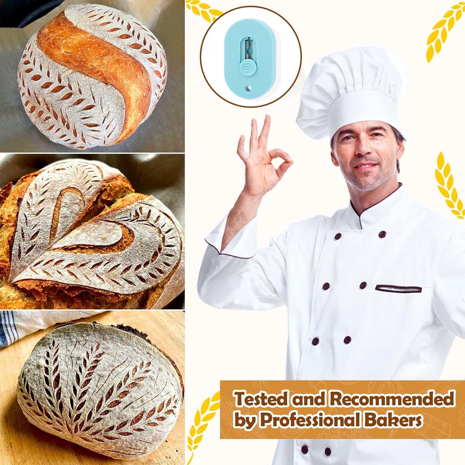 XANGNIER Extractable & Magnetic Bread Lame Dough Scoring Tool,Sourdough Scoring Tools,Bread Dough Cutter Slashing Razor Tool,5 Razor Blades,Bread Baking & Making Tools Supplies Accessories