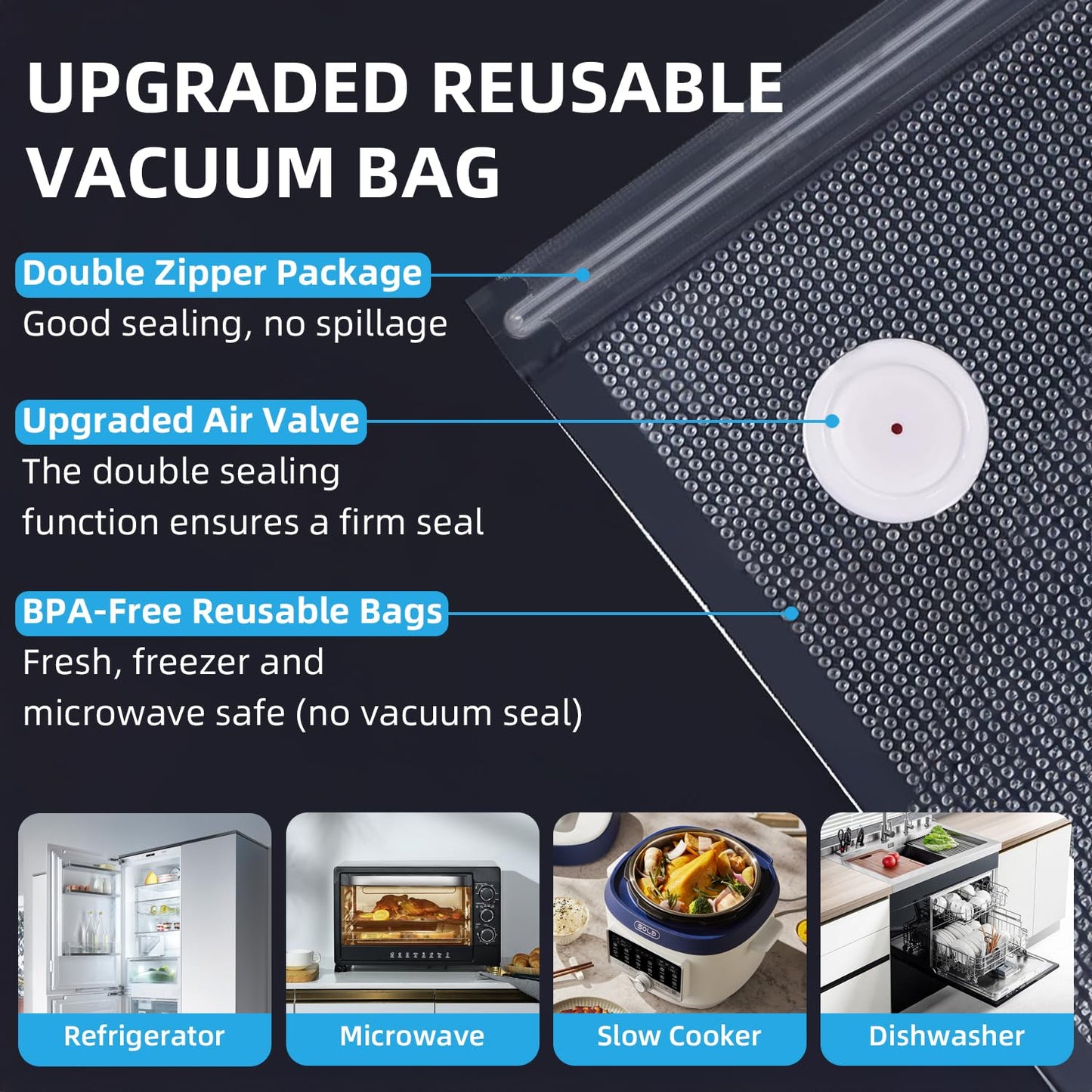 Vixino Vacuum Sealer, vacuum sealer for food, handheld vacuum sealer, compact vacuum sealer(Vacuum Sealers+ 30 reusable vacuum seal bags)