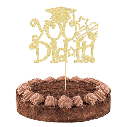 1Pc Congrats Grad 2025 Cake Topper Red Glitter Diploma Graduation Cap Cake Pick Congrats Class of 2025 Cake Decorations for 2025 Graduation Theme High School Boys Girls Graduate Party Supplies