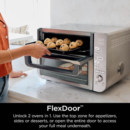 Ninja Countertop Oven Double Stack XL & Air Fryer with Pro Cook System, 12-in-1, Flexdoor, FlavorSeal, SMART FINISH with DualZone Technology, Air Fryer, Bake, Broil, Reheat, Stainless Steel, DCT651