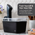 Комплект Greater Goods Pro Sous Vide — потужна та точна плита Sous Vide потужністю 1100 Вт і преміальний пластиковий контейнер із решіткою, кришкою та неопреновим чохлом для Sous Vide | Розроблено в Сент-Луїсі