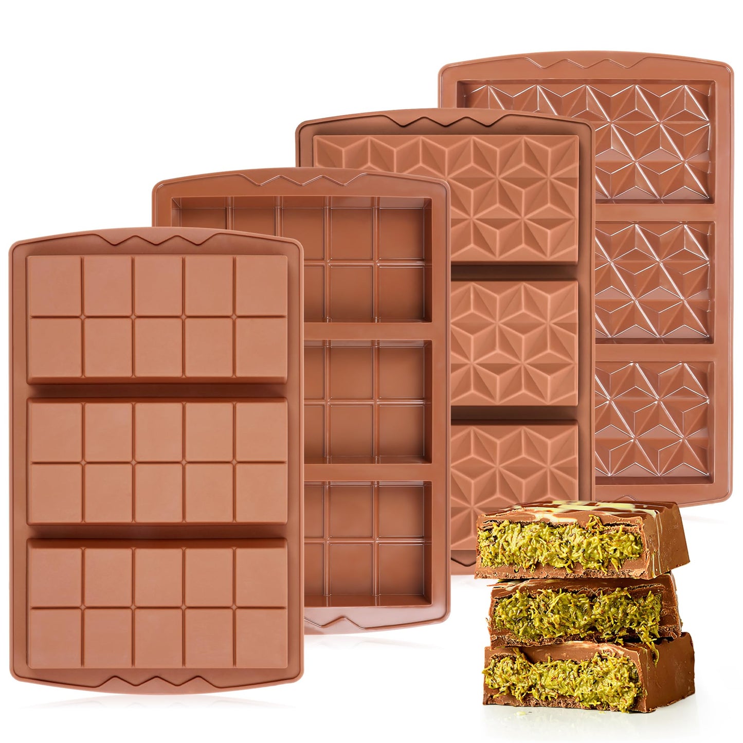 1 Pc Chocolate Bar Mold Deep Large Chocolate Molds Silicone Break Apart Thick Silicone Molds for Candy Bar (10 Snap）