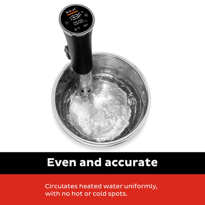 Instant Pot Accu Slim Sous Vide 800W Precision Cooker,Immersion Circulator,Ultra-Quiet Fast-Heating with Big Touchscreen Accurate Temperature and Time Control,Waterproof