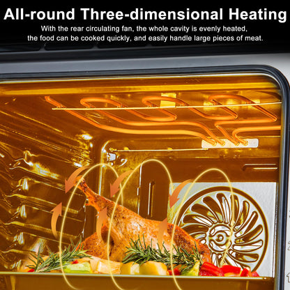 TacleeKii 24" Electric Single Wall Oven - 2.5Cu.ft, 8 Baking Modes, Air Frying, 70L Convection, 3D Surround Heating, Touch Control LED