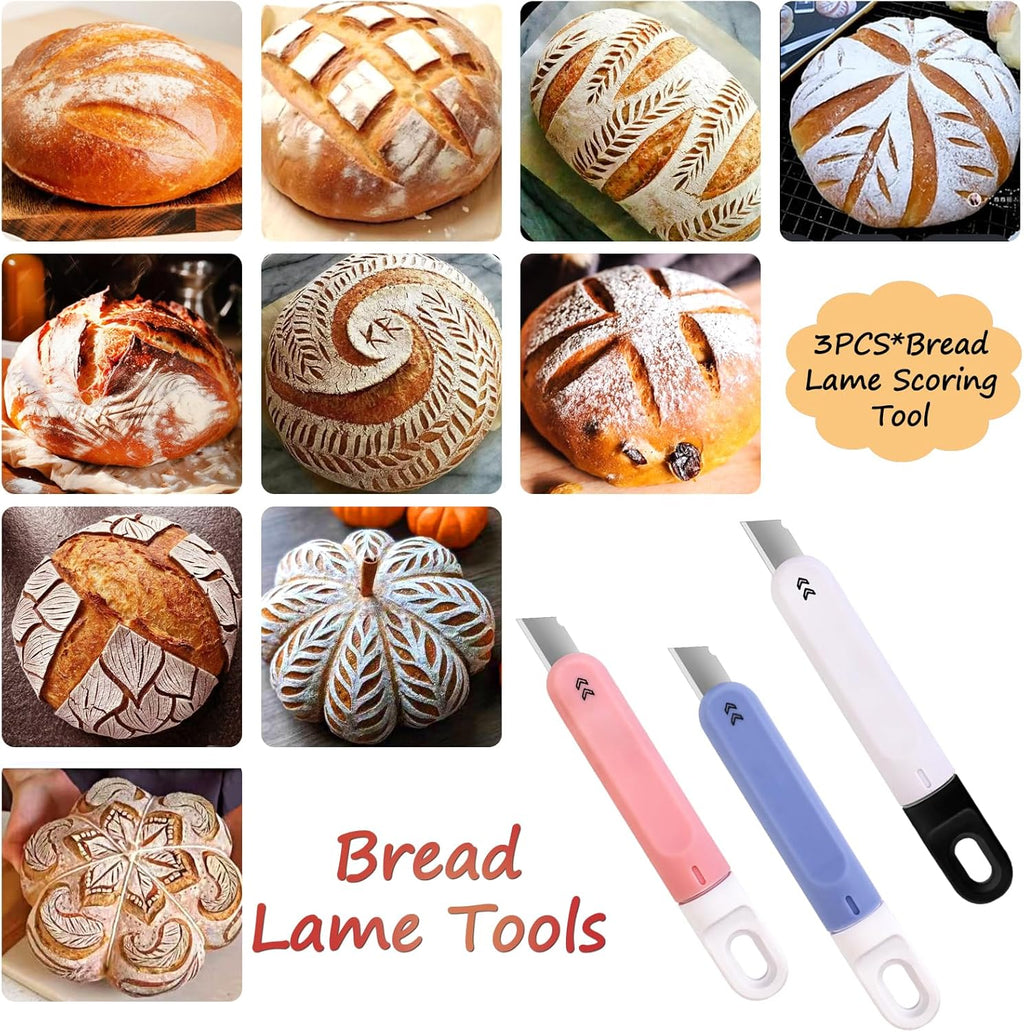 Bread Lame Dough Scoring Tool, 3PCS Retractable Sourdough Scoring Tool, Cutting Bread Scoring Tool, Bread Scoring Knife Razor for Bread Baking, Bread Cooking Supplies Accessories