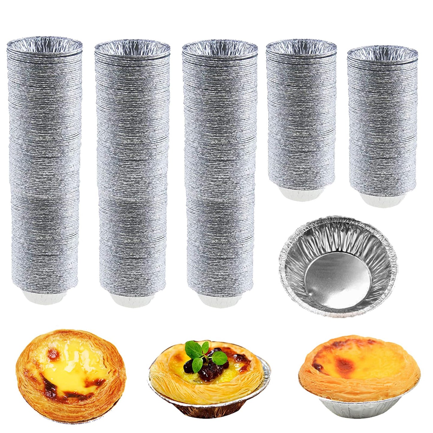100 Pcs Aluminum Foil Mini Pans, Great for Baking Tarts, Quiche, Pudding, etc.
