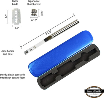 Bread Lame – Now with 6 Included blades. Change from Straight or Curved Blade Lame in seconds with the Patented Design. Built for professional and serious bakers.