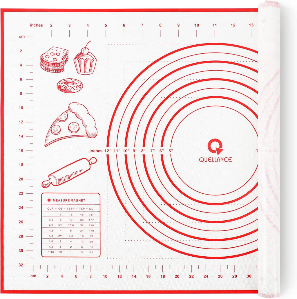 Silicone Pastry Baking Mat Dough - 16x24Inch Large Non Stick Slip Cookie Bread Rolling Mats Sheet, Kitchen Counter Kneading Cooking Board Pad Matt with Measurement for Pie Pizza Cookies Fondant Making