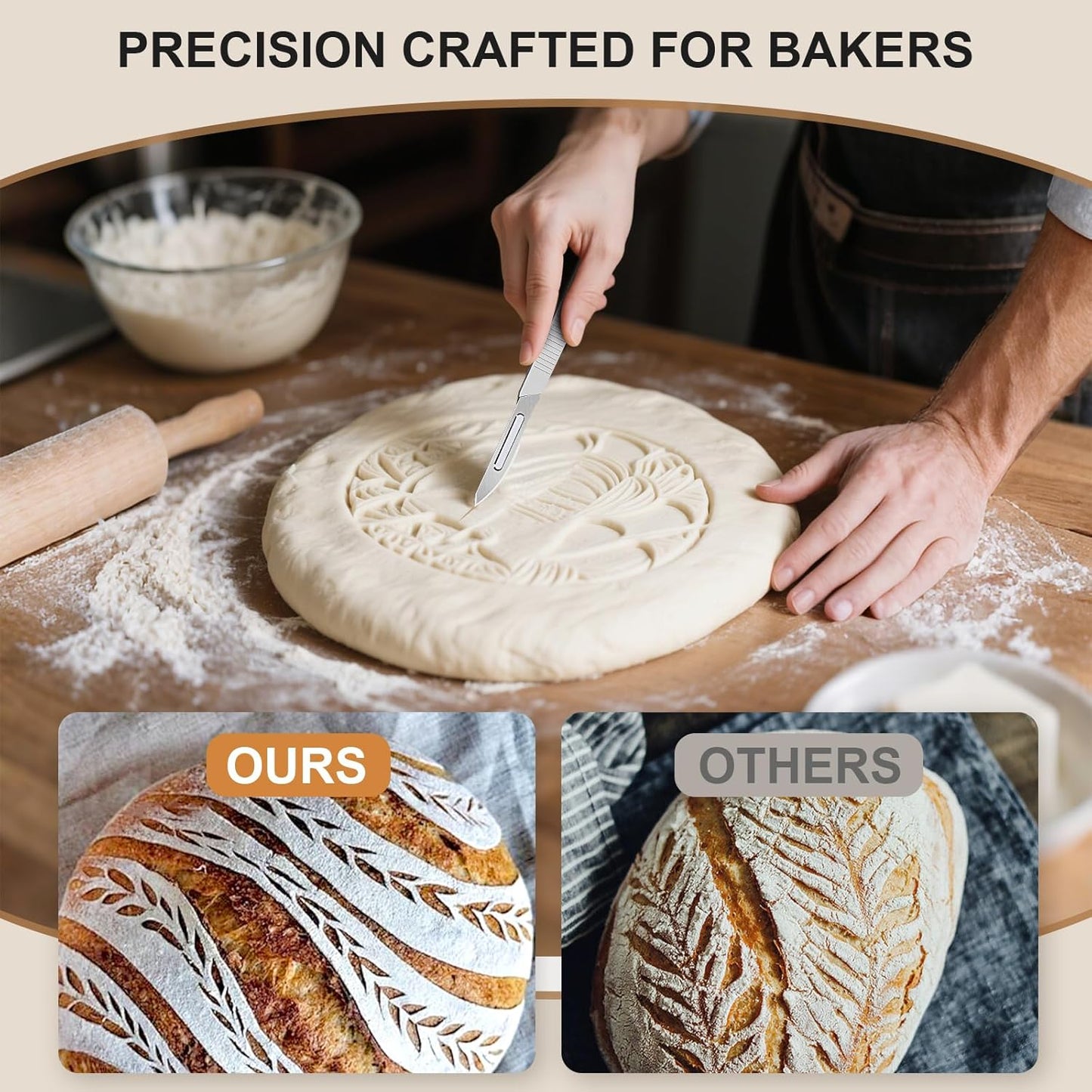 Bread Lame & Sourdough Scoring Tool - Professional Bread Scoring Tool with 10 Ultra-Sharp Blades, Premium Dough Scorer for Artisan Sourdough Baking, Ergonomic Design & Durable Blades