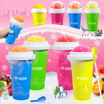 Tgosomt Slushy Cup, TIK TOK Frozen Magic Slushie Maker Cup Squeeze, Cool Fun Stuff Things Gadgets & Great Stocking Stuffers & White Elephant Gifts (Pink)