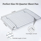Aisoso Cooling Rack For Baking, Baking Rack with 18/8 Stainless Steel Bold Grid Wire, Multi Use Oven Rack Fit Quarter Sheet Pan, Oven and Dishwasher Safe, 8.5 x 12 Inches