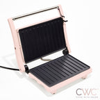 COOK WITH COLOR Panini Maker: 2-Slice Press Grill, 760W Power, Non-Stick Plates, Cool Touch Handle, Compact Design, Fast Cooking - Ideal for Delicious Paninis, Pink