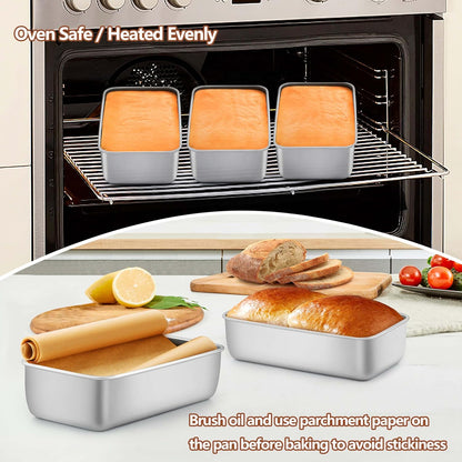 LIANYU 8 Pack 9x5 Loaf Pans for Bread Baking, Stainless Steel Baking Bread Pans, Small Loaf Tins for Homemade Brownies and Pound Cakes, Dishwasher Safe