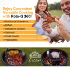 ROTO-Q 360 Cordless Universal Rotisserie Kit for Grills Ovens and Smokers - Non-Electric Wind-up Spit Roaster, Gas or Charcoal BBQ - Indoor/Outdoor (Stainless Steel)