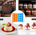 2PCS Silicone Oreo Molds, LCCOWOT 12 Cavity Cookie Chocolate Round Silicone Mold, Baking Mold for Chocolate, Oreo, Cookie, Cany, Mini Cake, Dishwasher Safe (Orange+Blue)