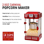 Elite Gourmet EPM-250 Maxi-Matic 2.5 унції класичний Carnival, настільний чайник для попкорну, ретро-стиль, гарячий попкорн з маслом, червоний
