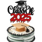 1Pc Congrats Grad 2025 Cake Topper Red Glitter Diploma Graduation Cap Cake Pick Congrats Class of 2025 Cake Decorations for 2025 Graduation Theme High School Boys Girls Graduate Party Supplies