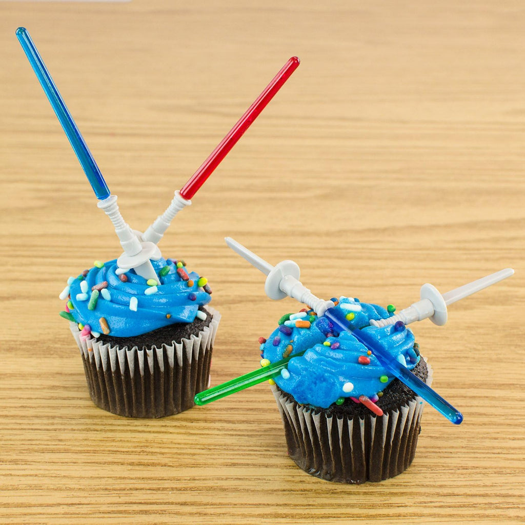 Super Z Outlet Light Sabre Cupcake Decoration Toppers Sticks Picks Set for Children Birthday Party, Fan Shows, Movies, 4" inches Tall - 12 Pack