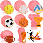 8 Pieces Sport Ball and Birthday Cookie Stamps with Plunger Cutters Set 3D Football Volleyball Soccer Basketball Cake Flower Shape Biscuit Cutter Cookie Stamps for DIY Supplies(Ball Style)