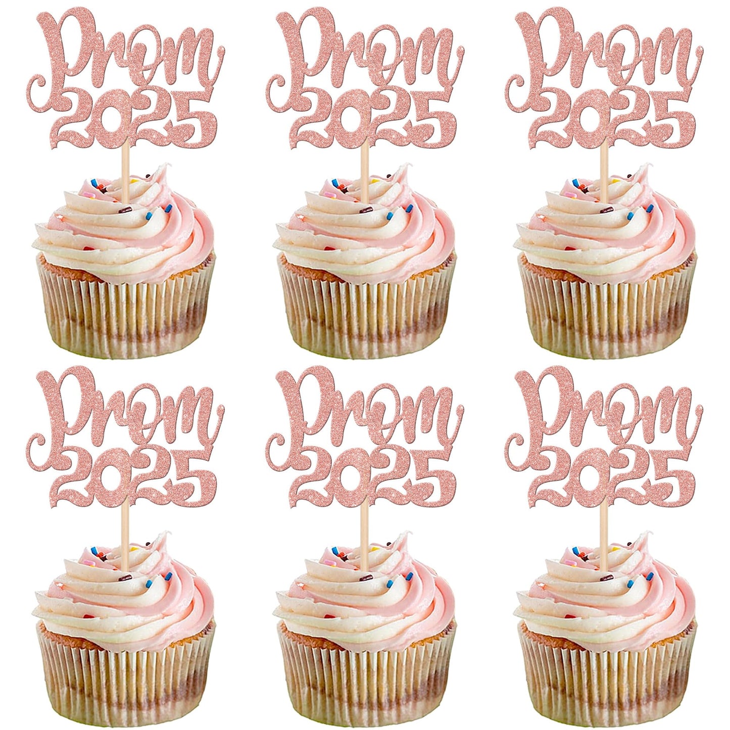 24 PCS 2025 Graduation Cupcake Toppers Glitter Diploma Congrats Grad Cap Cupcake Picks Class of 2025 Cake Decorations for 2025 Graduation Theme Party Supplies Pink