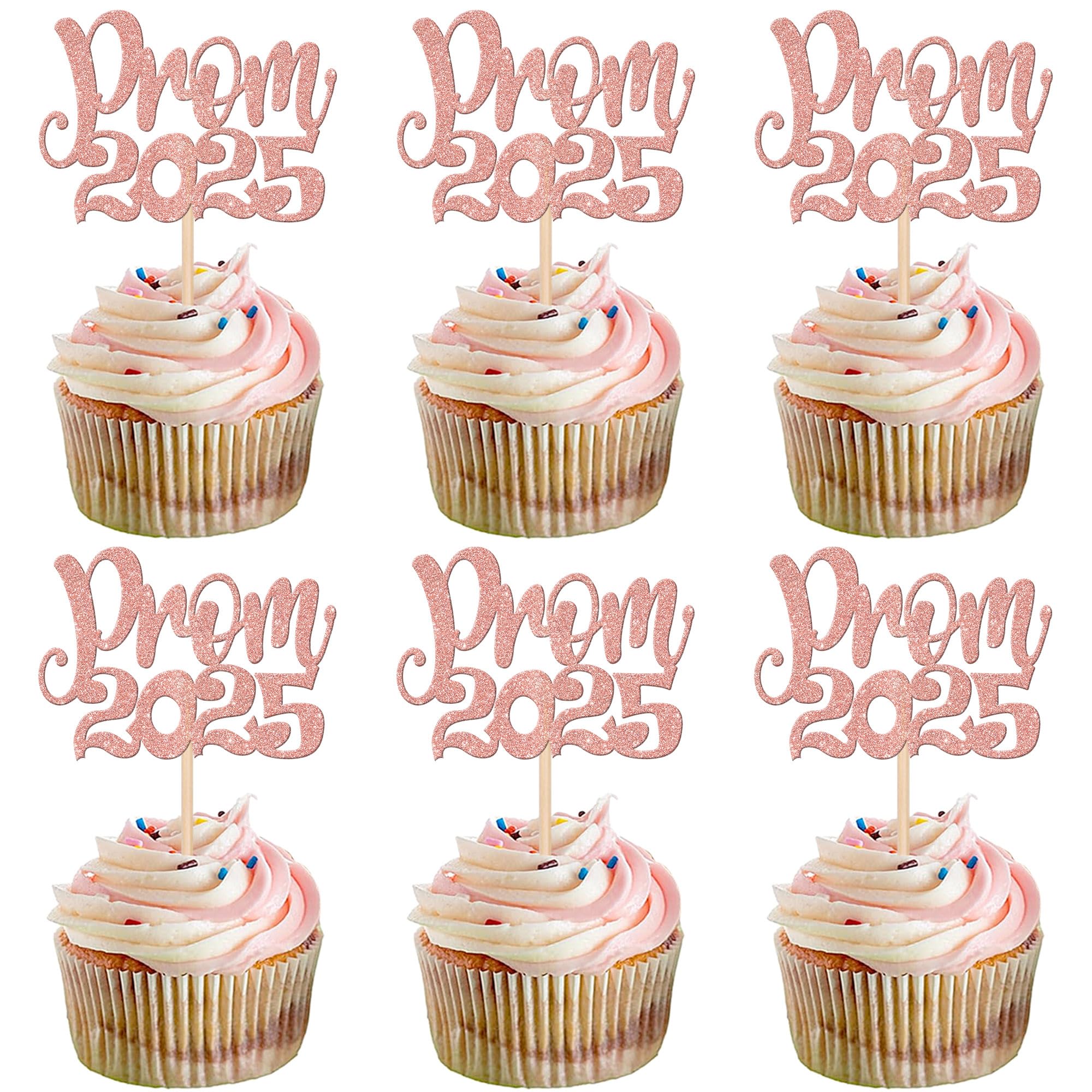 24 PCS 2025 Graduation Cupcake Toppers Glitter Diploma Congrats Grad Cap Cupcake Picks Class of 2025 Cake Decorations for 2025 Graduation Theme Party Supplies Pink