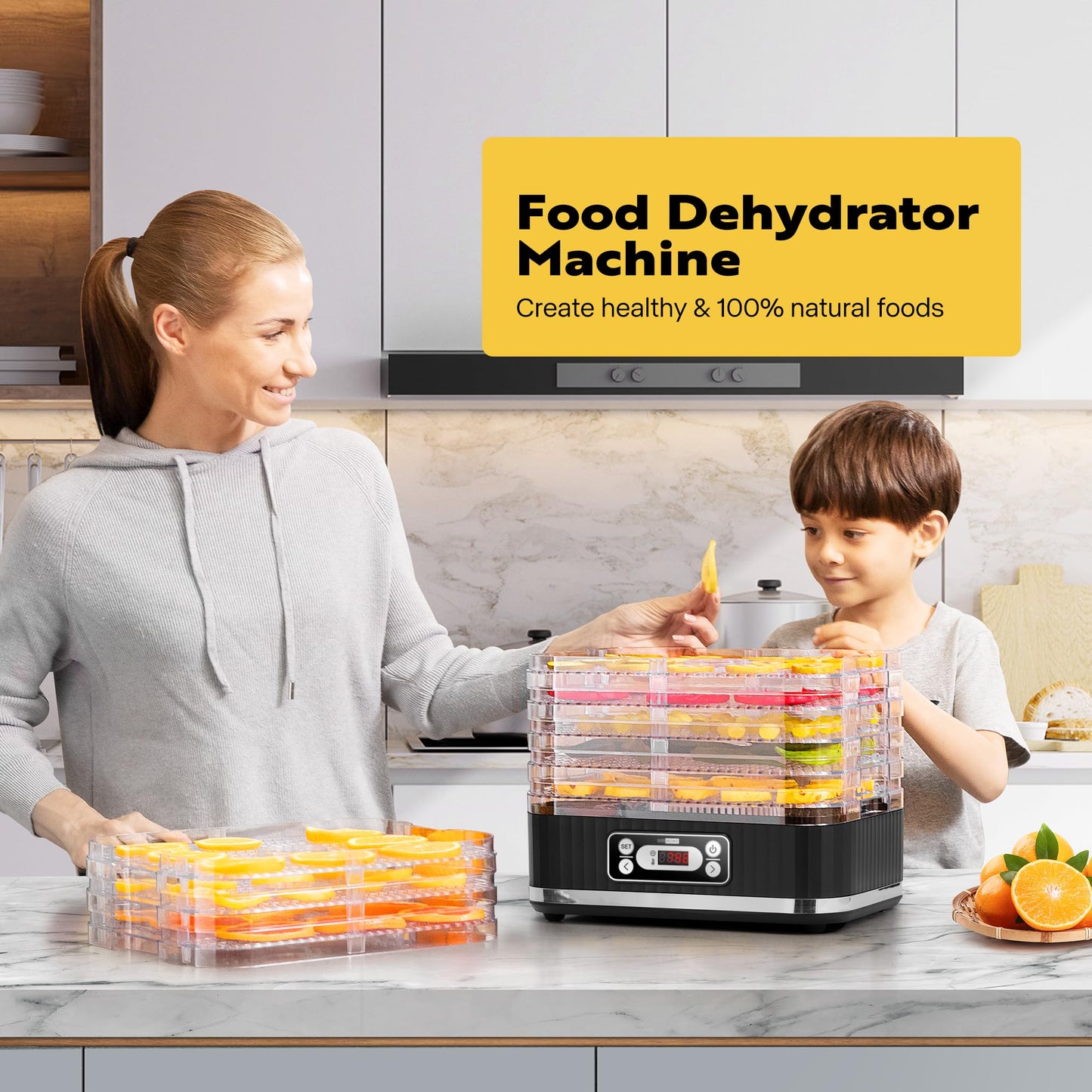 VIVOHOME Food Dehydrator, Electric 8 Trays Hydrator Machine with 72H Digital Timer and Temperature Control for Fruit Vegetable Meat Jerky Herb Beef Mushroom, Black