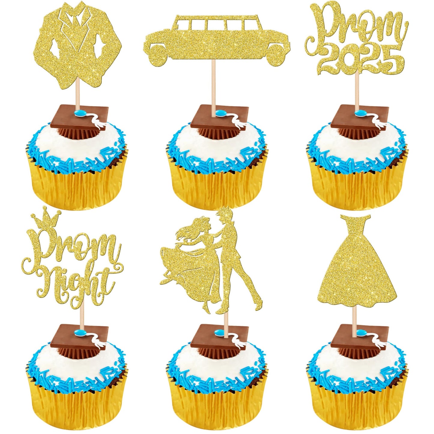 24 PCS 2025 Graduation Cupcake Toppers Glitter Diploma Congrats Grad Cap Cupcake Picks Class of 2025 Cake Decorations for 2025 Graduation Theme Party Supplies Pink