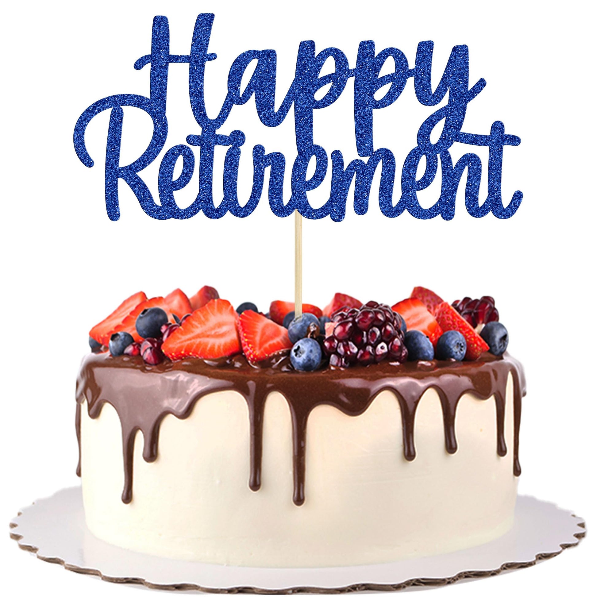 Gyufise Gold Glitter Happy Retirement Cake Topper Retirement Cake Decoration Picks for Retired Party Cake Decoration Party Supplies 1 Pack