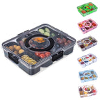Snackle Box Container with Lid- Travel Charcuterie Box with Handle - Organizer for Candy, Fruit, Nuts, Veggies, Snacks, Beach Essentials, Portable Lunch Box (Pink, Small)