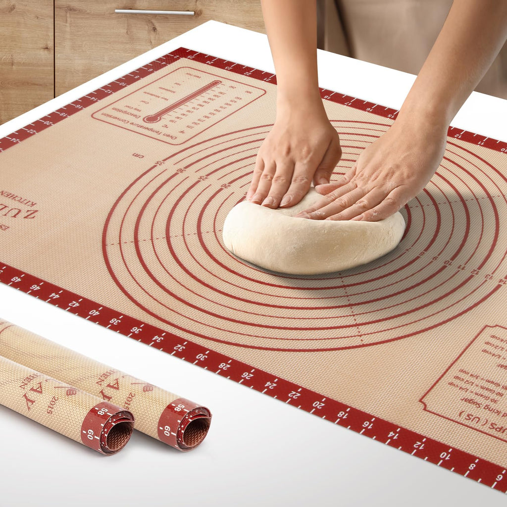 Zulay Kitchen 16.5"x11.6" 2-Pack Silicone Baking Mat - Reusable Nonstick Baking Sheet - Dark Gray