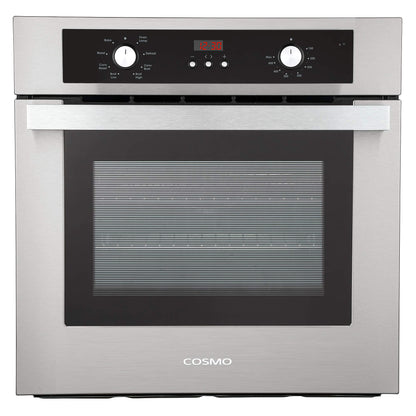 COSMO C51EIX Electric Built-In Wall Oven with 2.5 cu. ft. Capacity, Turbo True European Convection, 8 Functions, Push Button Knobs, in Stainless Steel, 24 inch