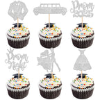 24 PCS 2025 Graduation Cupcake Toppers Glitter Diploma Congrats Grad Cap Cupcake Picks Class of 2025 Cake Decorations for 2025 Graduation Theme Party Supplies Pink
