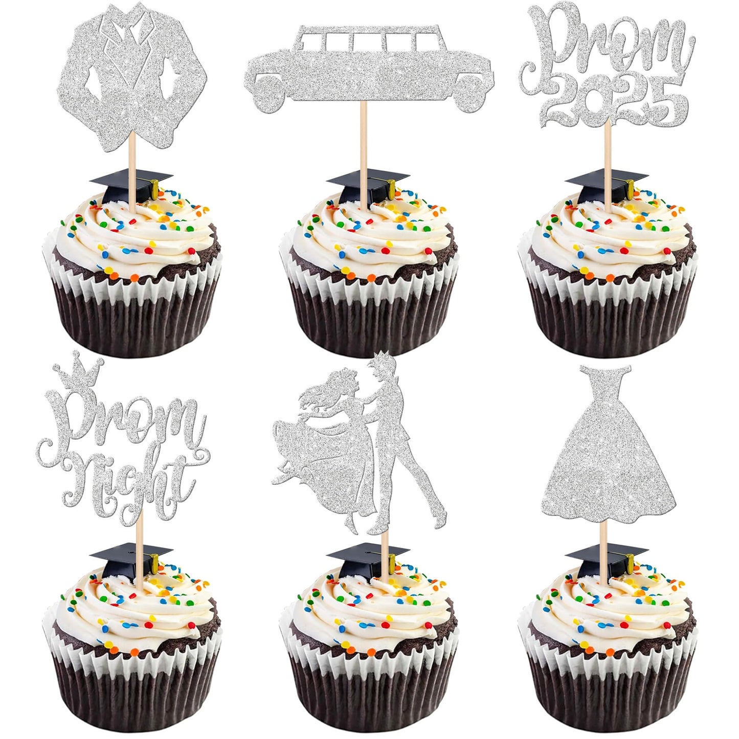 24 PCS 2025 Graduation Cupcake Toppers Glitter Diploma Congrats Grad Cap Cupcake Picks Class of 2025 Cake Decorations for 2025 Graduation Theme Party Supplies Pink