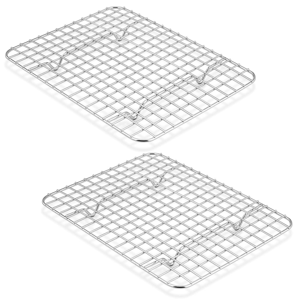 TeamFar Mini Cooling Rack Set of 2, Stainless Steel 8.75’’ x 6.25’’ Toaster Oven Grid Rack for Baking Roasting Broiling Grilling, Bakeable Rack for Cookies, Non-Toxic & Heavy Duty, Dishwasher Safe