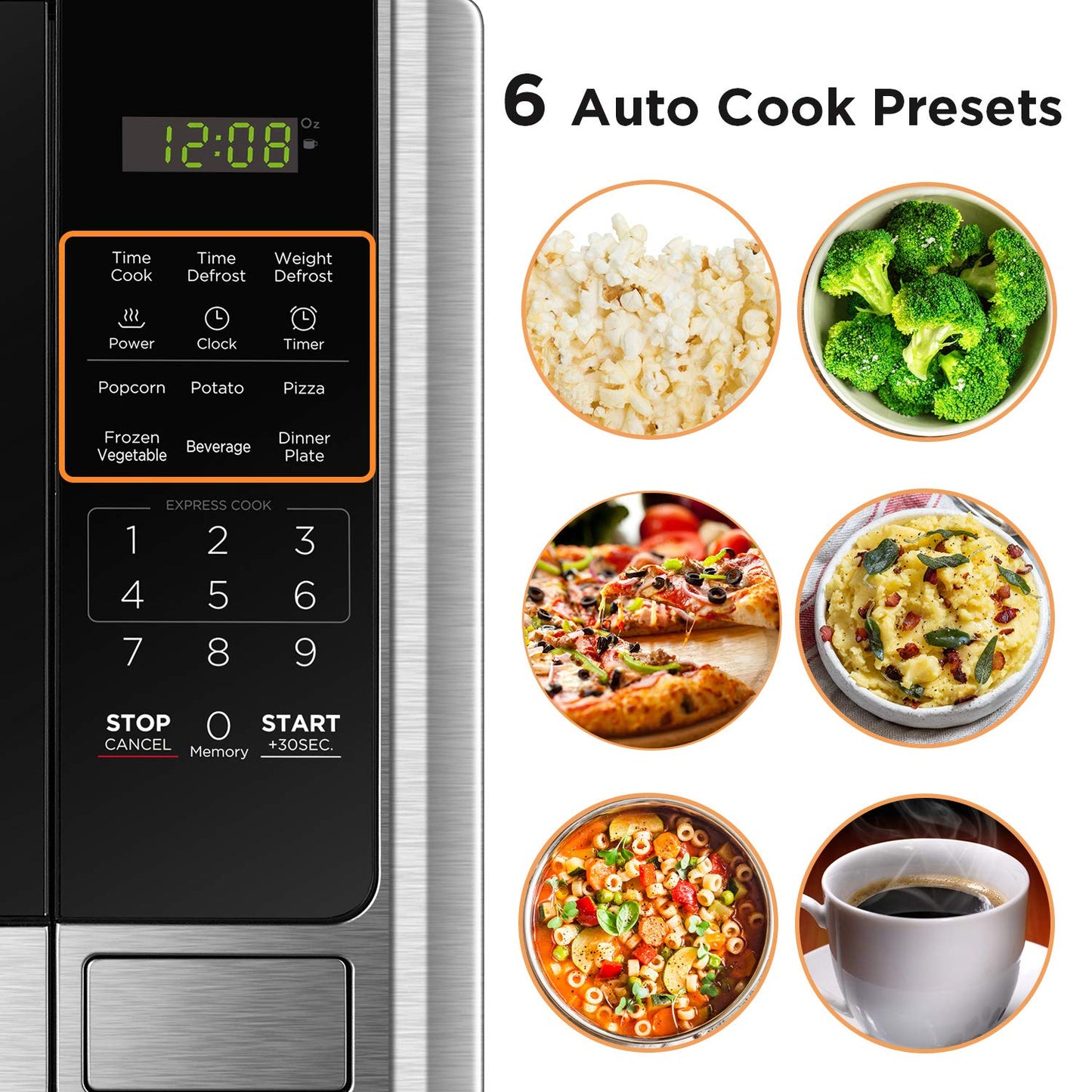 BLACK+DECKER Digital Microwave Oven with Turntable Push-Button Door, Child Safety Lock, Stainless Steel, 0.9 Cu Ft