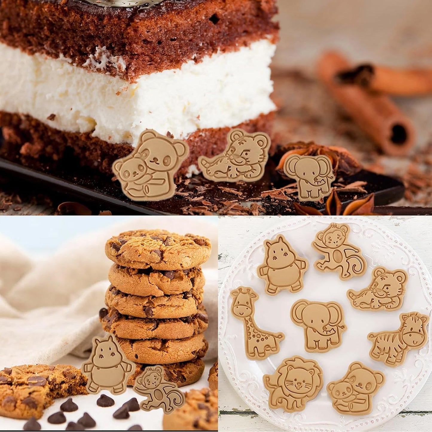 Forest Animal Cookie Cutters for Kids,Mini Cartoon Cookie Cutters with Plunger Stamps Set for Home Baking,Biscuits Cutter,Cake Decoration,Cute 3D Cookie Stamps