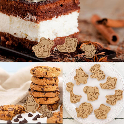 Forest Animal Cookie Cutters for Kids,Mini Cartoon Cookie Cutters with Plunger Stamps Set for Home Baking,Biscuits Cutter,Cake Decoration,Cute 3D Cookie Stamps