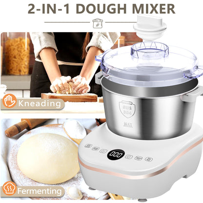 Electric Dough Maker with Ferment Function, 7.3QT (7L) Stainless Steel Kitchen Stand Mixer, Multi-Functional Dough Kneading Machine for Bread, Pizza, Dumplings, Noodles,and Dumplings,Christmas Gift