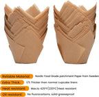 Nordic Paper 100pcs Large Size Natural Tulip Cupcake Liners for Baking, Large Muffin Liners, Cupcake Wrapper for Party, Christmas
