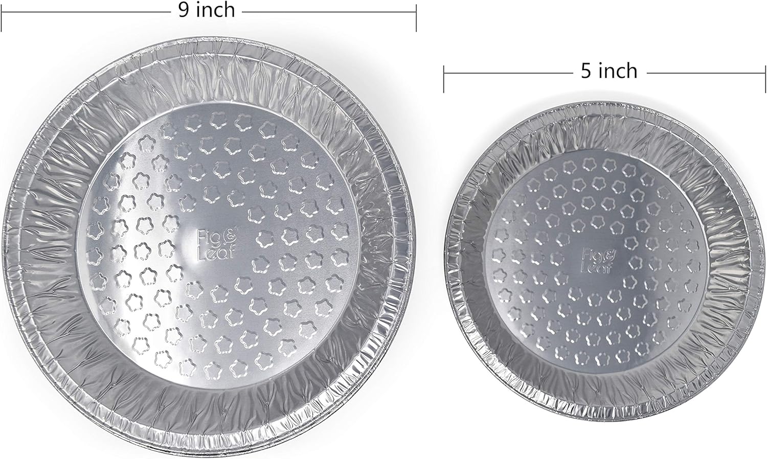 Fig & Leaf (60 Pack) Premium 9-Inch Pie Pans l Disposable Aluminum Foil l Heavy-Duty l Tin Plates for Tart Quiche Pies
