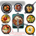TIBORANG Nonstick 8 in 1 Multipurpose Woks and Stir Fry Pans,12.6 Inch 6L Heat Indicator Diecast Aluminum Titanium Coating Chinese Wok Pan with Lid, Silicone Spatula,Steamed Grid (Steel Grey)…
