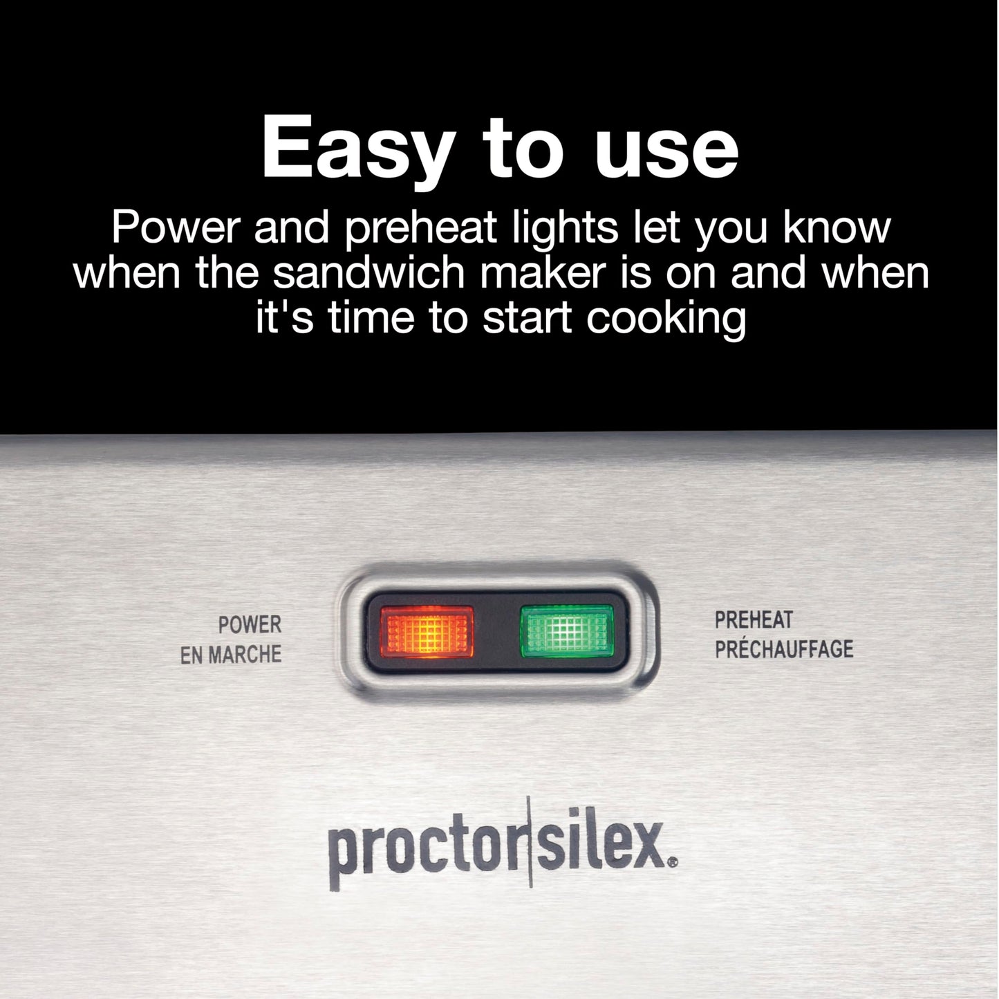 Proctor Silex Deluxe Hot Sandwich Maker with Easy-Clean Durable Nonstick Ceramic Plates, Fits up to 2 Grilled Cheese, Ruebens, Tortas or Subs, Stainless Steel (25415PS)