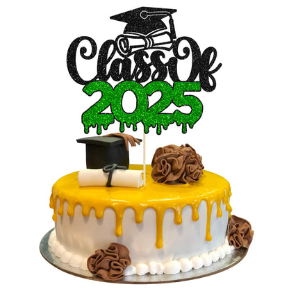 1Pc Congrats Grad 2025 Cake Topper Red Glitter Diploma Graduation Cap Cake Pick Congrats Class of 2025 Cake Decorations for 2025 Graduation Theme High School Boys Girls Graduate Party Supplies