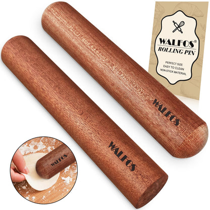 Walfos Marble Rolling Pin With Wooden Handles & Wood Cradle, 16.5 Inch Marble Rolling Pins For Making Pizza Dough And Tortillas, Dough Roller For Pie Crust, Cookie, Pasta (Gray & White)